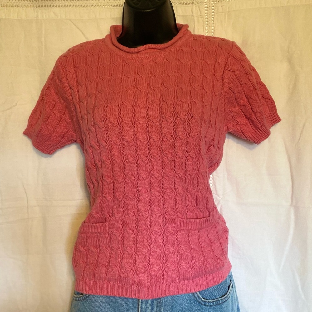 Pink knit Jones New York sweater with pockets